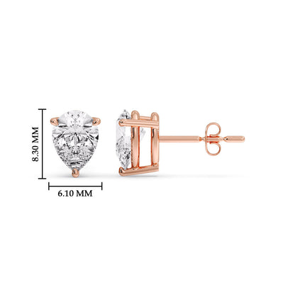 Three-Prong Pear Diamond Solitaire Stud Earrings [IGI Certified]