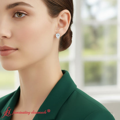 Three-Prong Pear Diamond Solitaire Stud Earrings [IGI Certified]