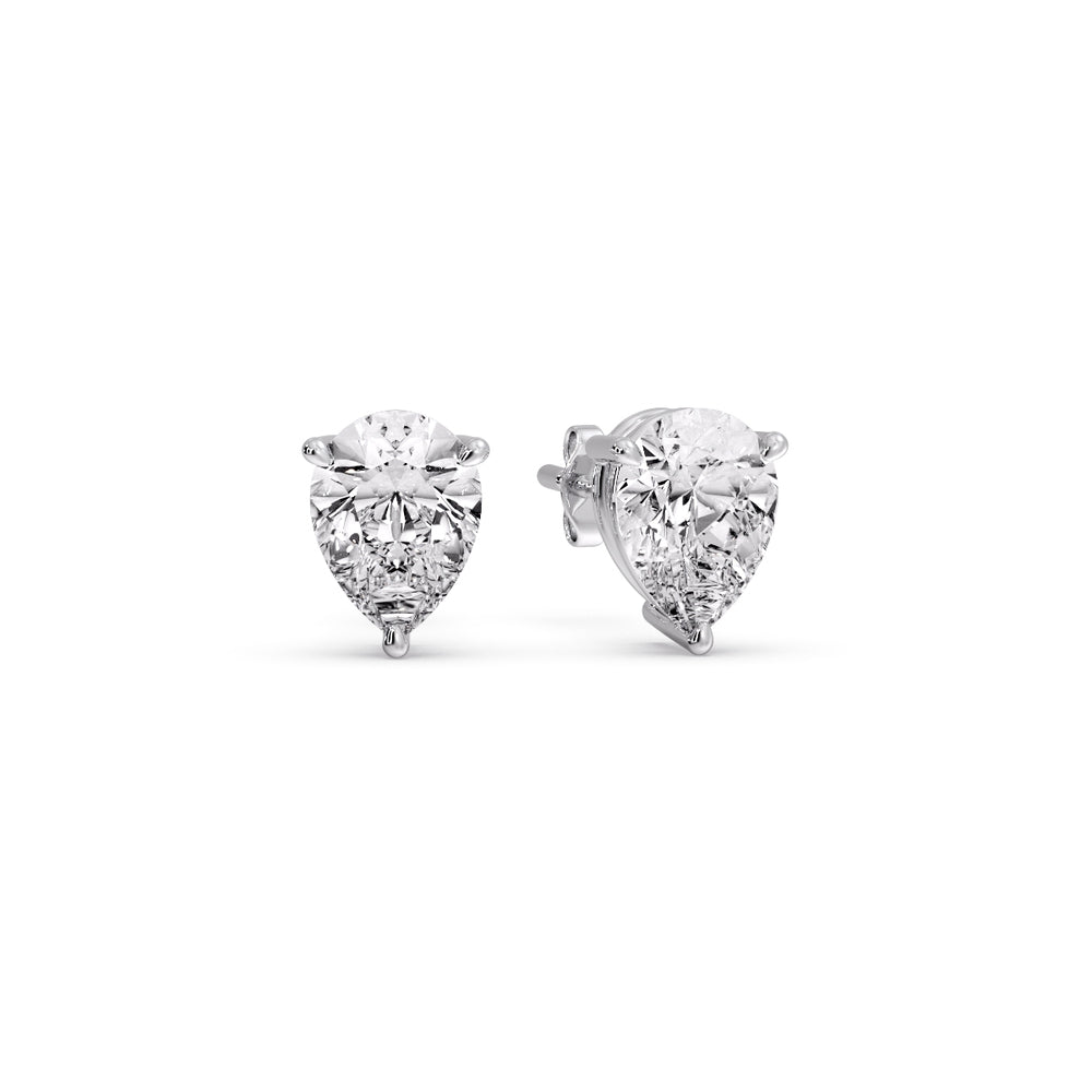 Three-Prong Pear Diamond Solitaire Stud Earrings [IGI Certified]