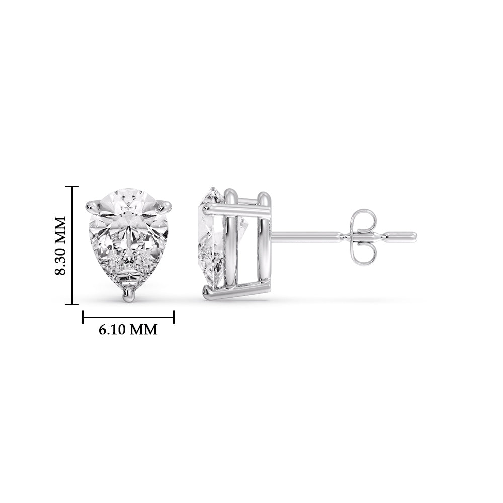 Three-Prong Pear Diamond Solitaire Stud Earrings [IGI Certified]