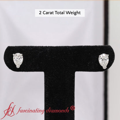 Three-Prong Pear Diamond Solitaire Stud Earrings [IGI Certified]