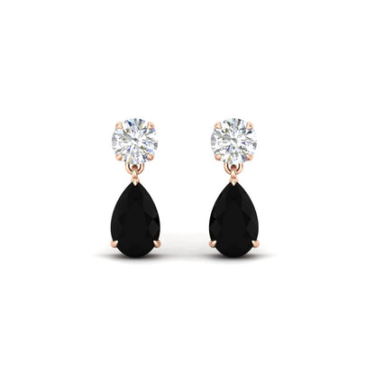 Round And Pear Drop Stud Earrings
