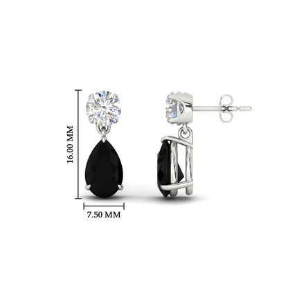 Round And Pear Drop Stud Earrings