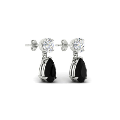 Round And Pear Drop Stud Earrings