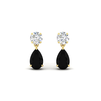 Round And Pear Drop Stud Earrings