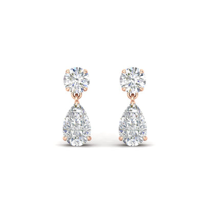 Round And Pear Drop Stud Earrings