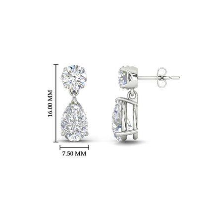 Round And Pear Drop Stud Earrings