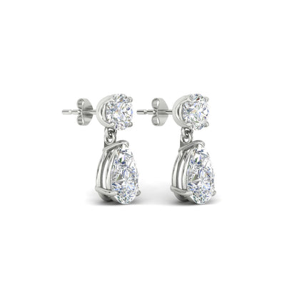 Round And Pear Drop Stud Earrings