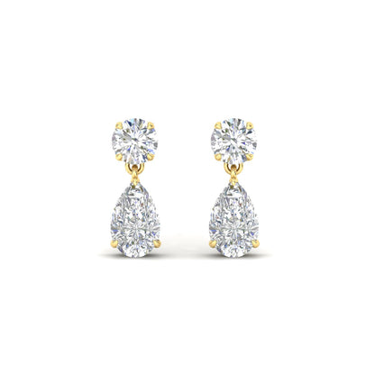 Round And Pear Drop Stud Earrings