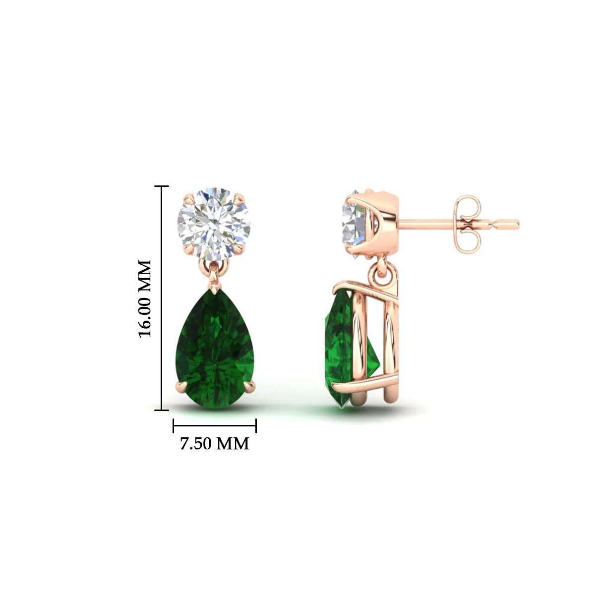 Round And Pear Drop Stud Earrings