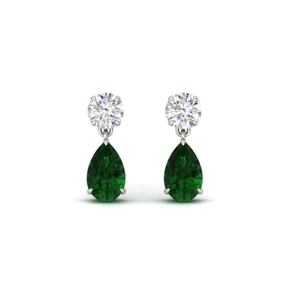Round And Pear Drop Stud Earrings