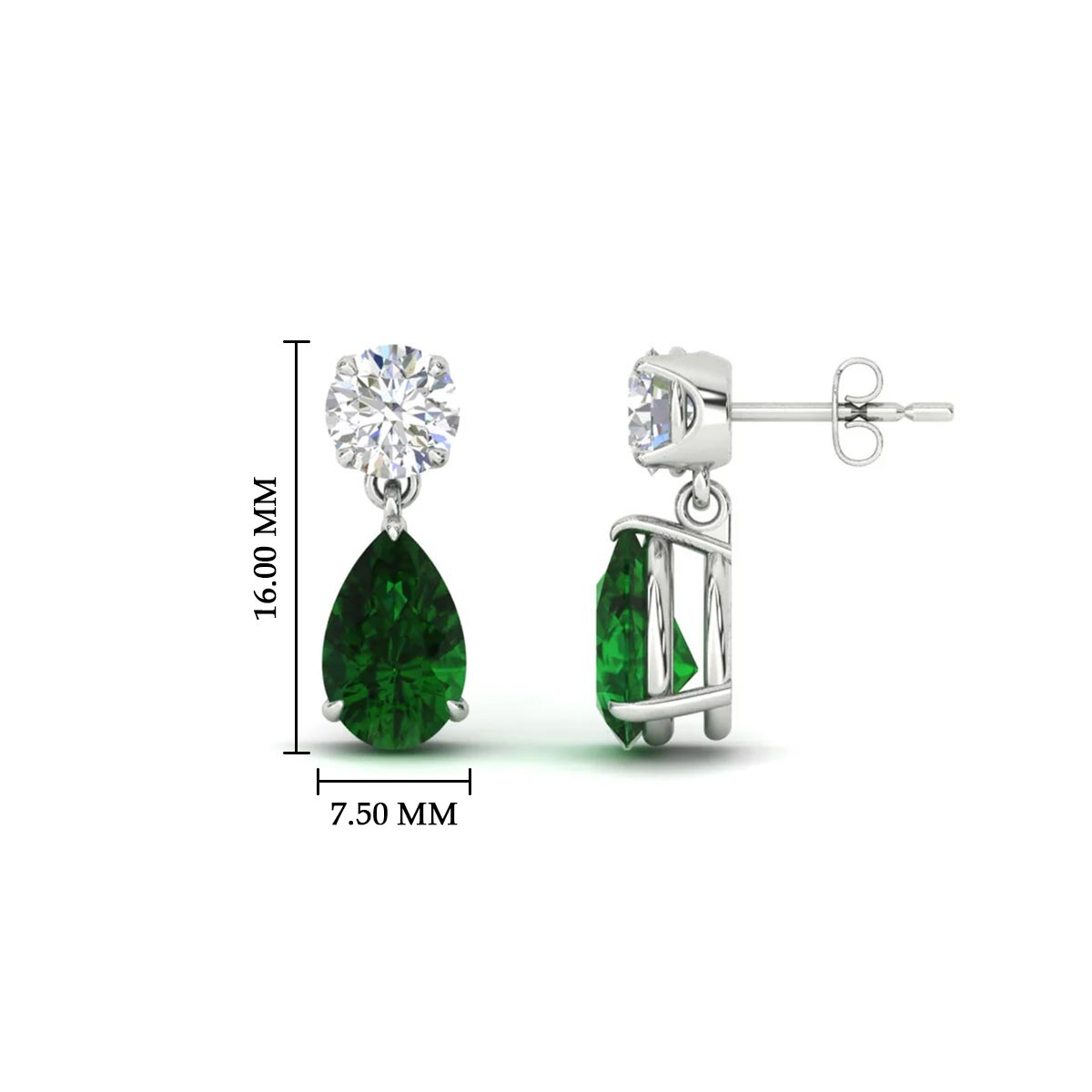 Round And Pear Drop Stud Earrings