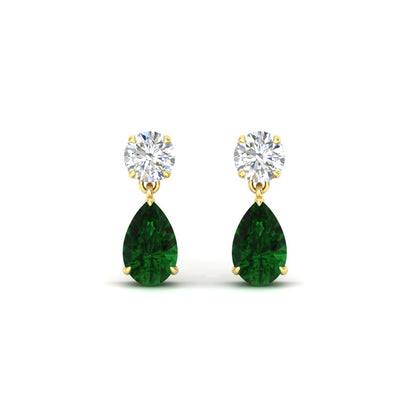 Round And Pear Drop Stud Earrings