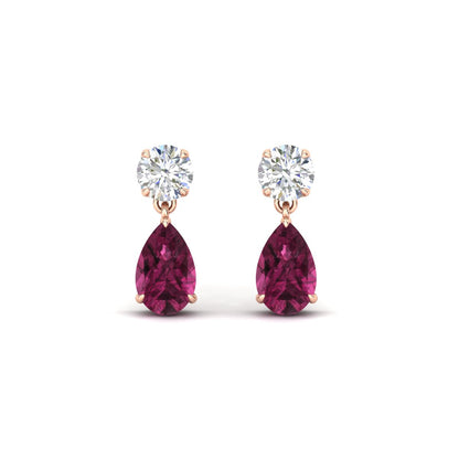 Round And Pear Drop Stud Earrings