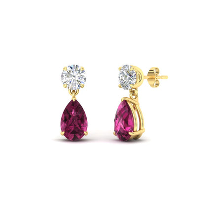 Round And Pear Drop Stud Earrings