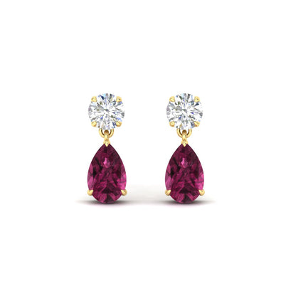 Round And Pear Drop Stud Earrings