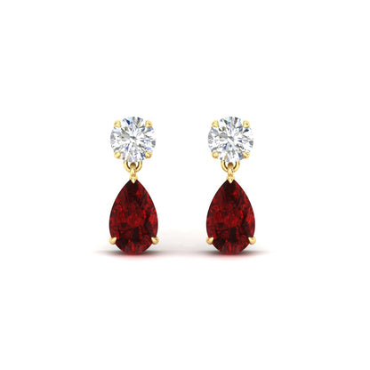 Round And Pear Drop Stud Earrings