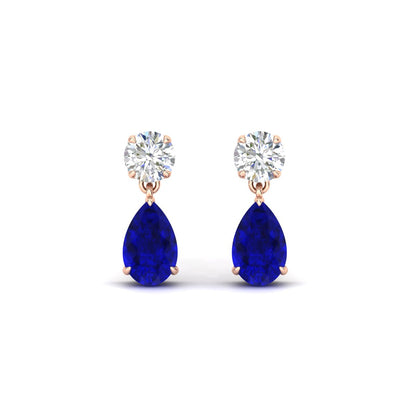 Round And Pear Drop Stud Earrings