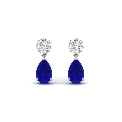 Round And Pear Drop Stud Earrings