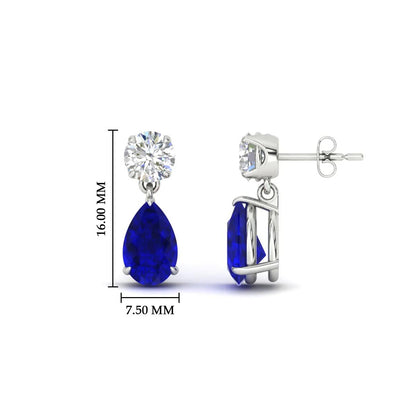 Round And Pear Drop Stud Earrings