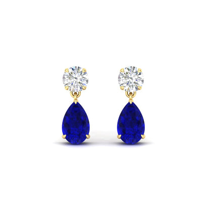 Round And Pear Drop Stud Earrings