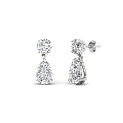 Round And Pear Drop Stud Earrings