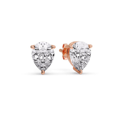 Three-Prong Pear Diamond Solitaire Stud Earrings [IGI Certified]