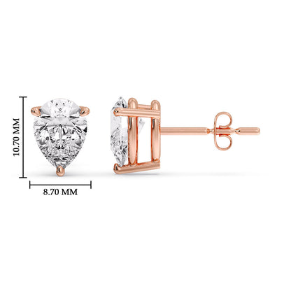 Three-Prong Pear Diamond Solitaire Stud Earrings [IGI Certified]