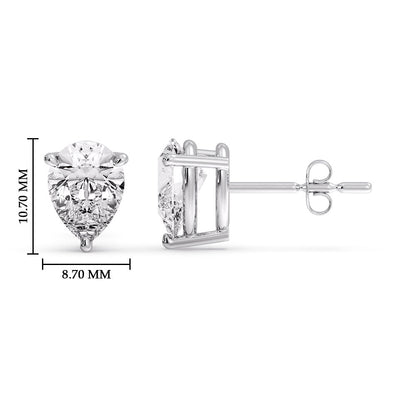 Three-Prong Pear Diamond Solitaire Stud Earrings [IGI Certified]