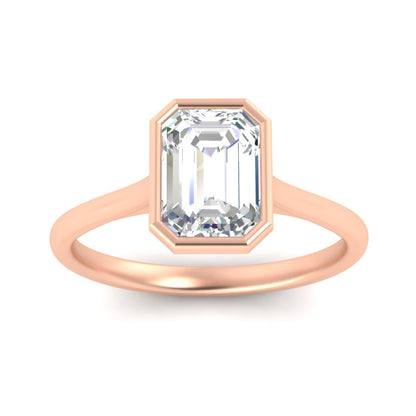 Emerald Cut Petite Bezel Solitaire Engagement Ring