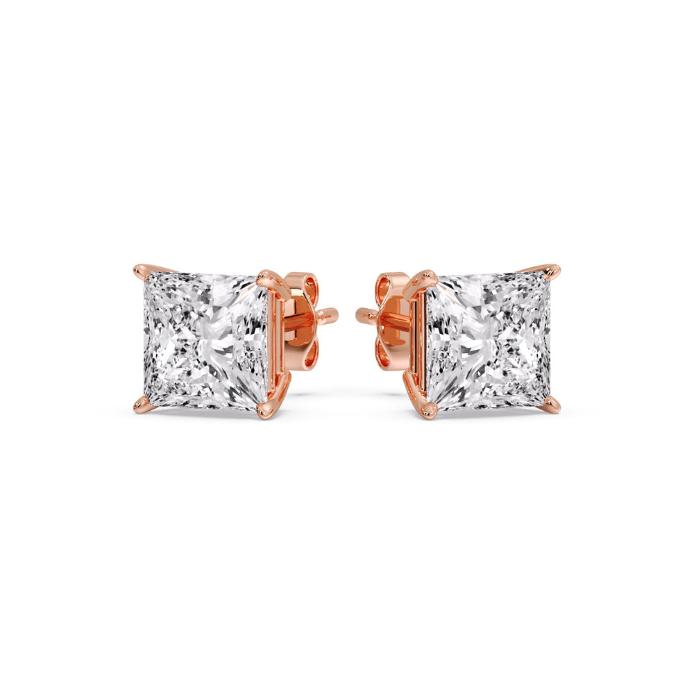 Princess-Cut Diamond Solitaire Stud Earrings [IGI Certified]