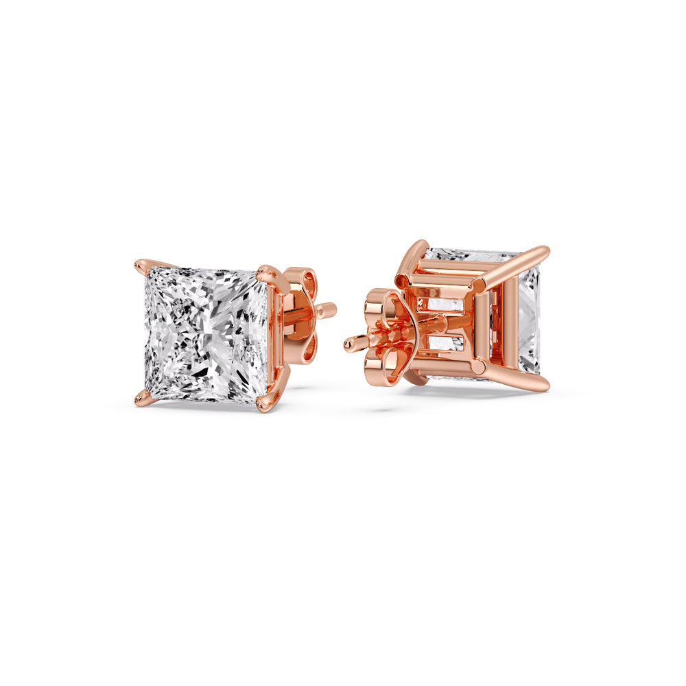 Princess-Cut Diamond Solitaire Stud Earrings [IGI Certified]