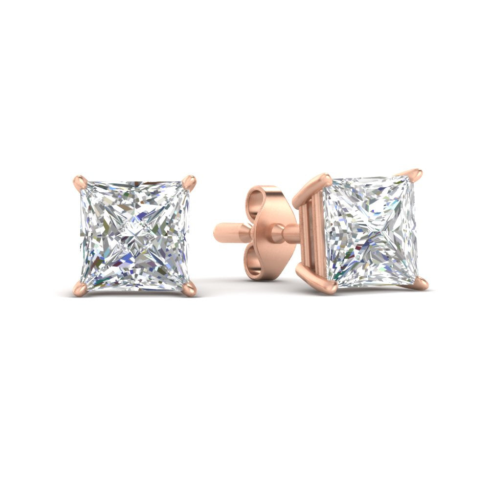 Princess-Cut Diamond Solitaire Stud Earrings [IGI Certified]