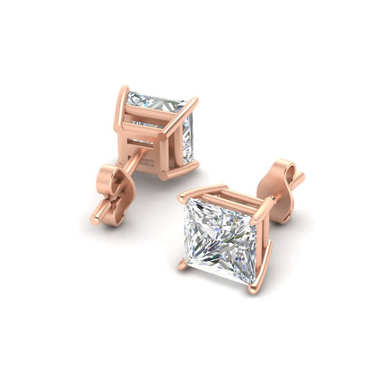 Princess-Cut Diamond Solitaire Stud Earrings [IGI Certified]