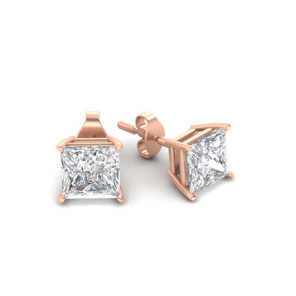 Princess-Cut Diamond Solitaire Stud Earrings [IGI Certified]