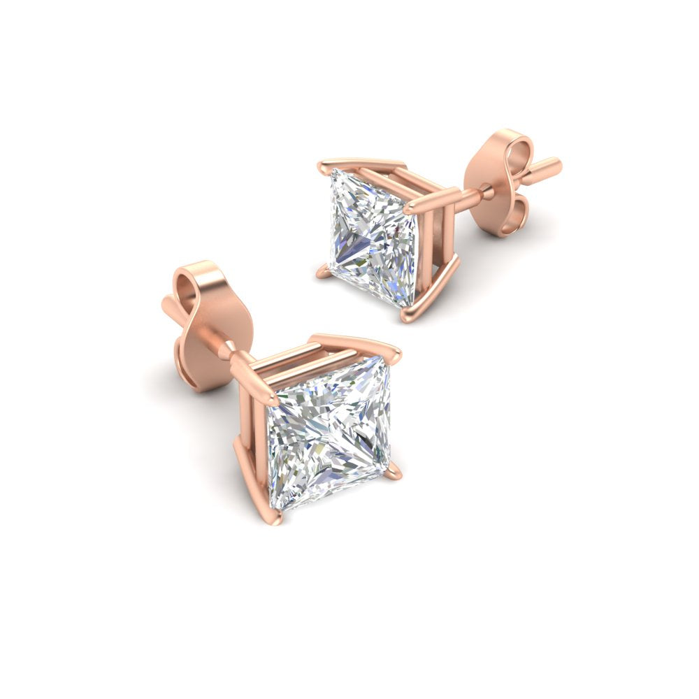 Princess-Cut Diamond Solitaire Stud Earrings [IGI Certified]