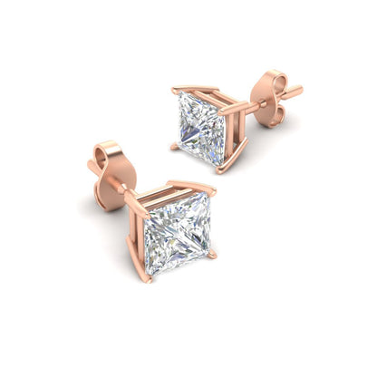 Princess-Cut Diamond Solitaire Stud Earrings [IGI Certified]