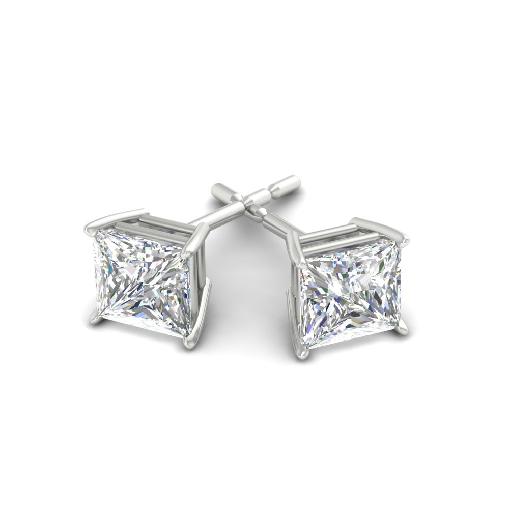 Princess-Cut Diamond Solitaire Stud Earrings [IGI Certified]