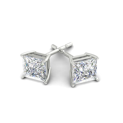 Princess-Cut Diamond Solitaire Stud Earrings [IGI Certified]