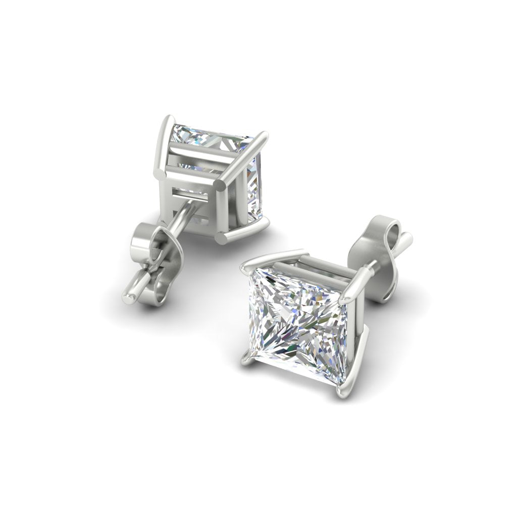 Princess-Cut Diamond Solitaire Stud Earrings [IGI Certified]