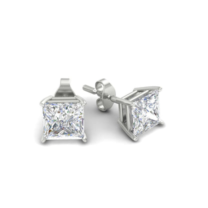 Princess-Cut Diamond Solitaire Stud Earrings [IGI Certified]