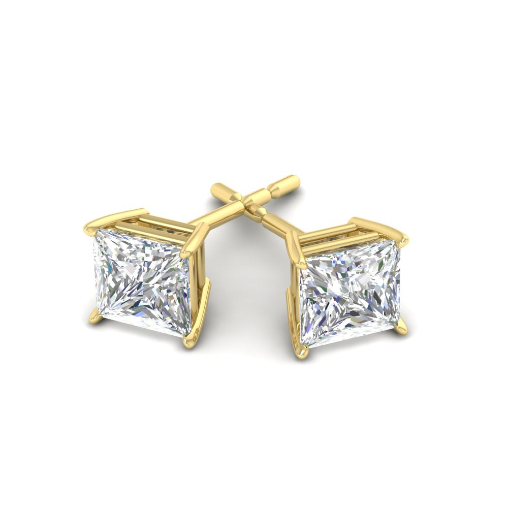 Princess-Cut Diamond Solitaire Stud Earrings [IGI Certified]