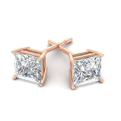Princess-Cut Diamond Solitaire Stud Earrings [IGI Certified]