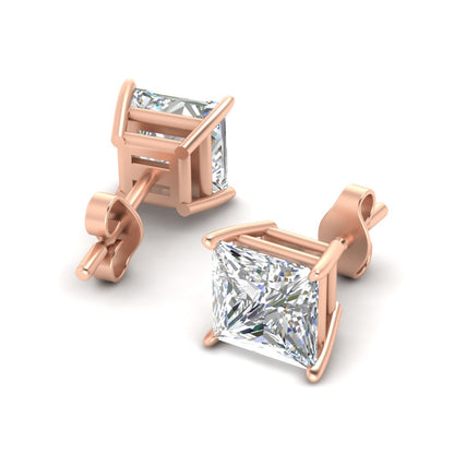 Princess-Cut Diamond Solitaire Stud Earrings [IGI Certified]