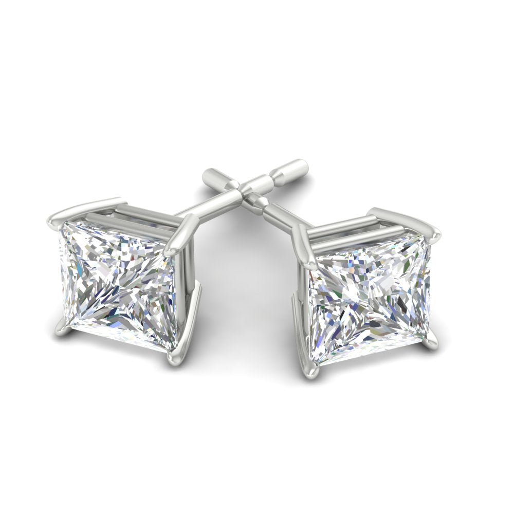 Princess-Cut Diamond Solitaire Stud Earrings [IGI Certified]