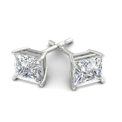 Princess-Cut Diamond Solitaire Stud Earrings [IGI Certified]