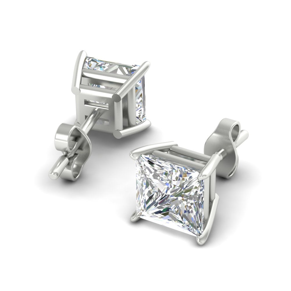 Princess-Cut Diamond Solitaire Stud Earrings [IGI Certified]