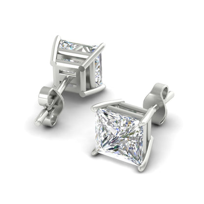Princess-Cut Diamond Solitaire Stud Earrings [IGI Certified]