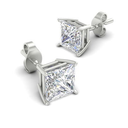 Princess-Cut Diamond Solitaire Stud Earrings [IGI Certified]