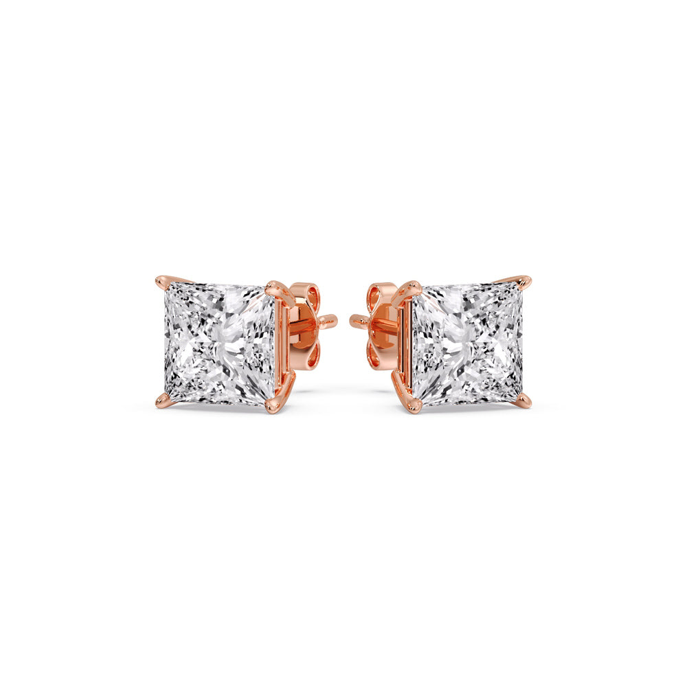 Princess-Cut Diamond Solitaire Stud Earrings [IGI Certified]
